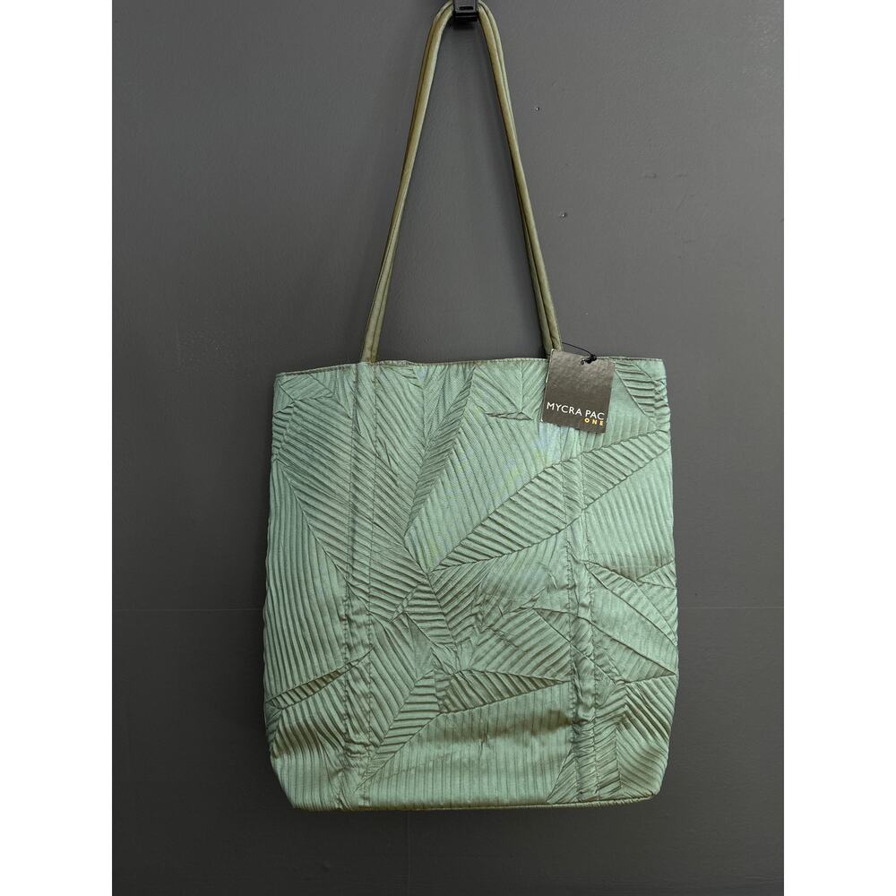 Mycra Pac One NEW Green Iridescent Leaf Crinkle Shoulder Tote Bag